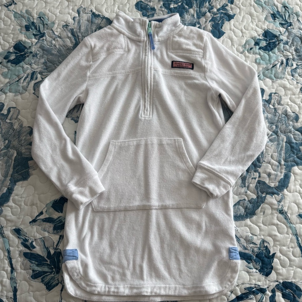Vineyard Vines White Kids Quarter-Zip Cover-Up